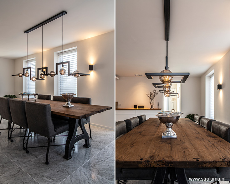 binnenkijken Bosschenhoofd industriele eettafelhanglamp eettafelhanglamp